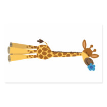 Cute Cartoon Giraffe and Flower Sticker