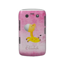 Cute Cartoon Giraffe Pink Personalized Blackberry Case