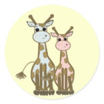 Cute Cartoon Giraffes Round Sticker