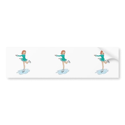 cute cartoon girl figure skating bumper sticker by sports_shop