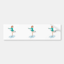 cute cartoon girl figure skating bumper sticker