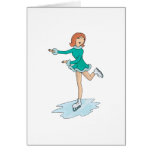 cute cartoon girl figure skating cards