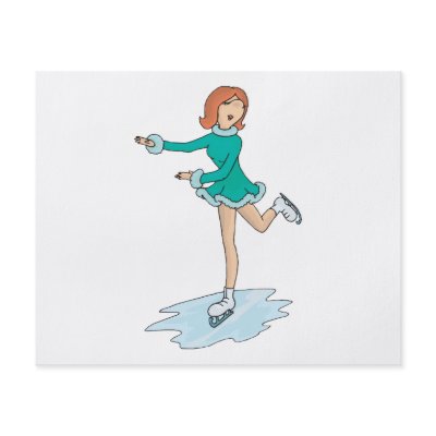 cute cartoon girl figure skating custom flyer by sports_shop
