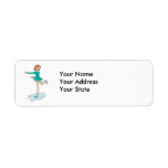 cute cartoon girl figure skating return address label