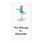 cute cartoon girl figure skating personalized shipping labels