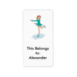 cute cartoon girl figure skating address label