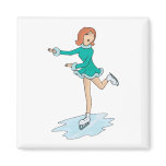 cute cartoon girl figure skating refrigerator magnet