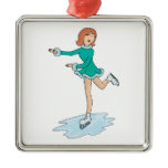 cute cartoon girl figure skating christmas ornament