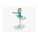 cute cartoon girl figure skating post cards