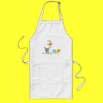 Cute Cartoon Goat and Flowers Cooking Apron