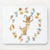 Cute Cartoon Goat Mandala Mousepad