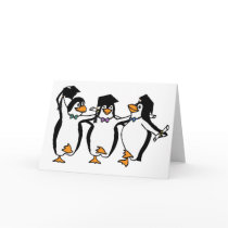 Cute Cartoon Graduating Penguins Greeting Cards
