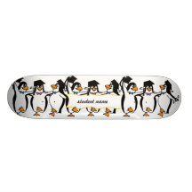 Cute Cartoon Graduating Penguins w/Banner Skateboard Deck