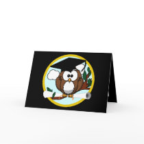 Cute Cartoon Graduation Owl With Cap & Diploma Cards