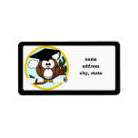 Cute Cartoon Graduation Owl With Cap & Diploma Address Labels