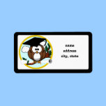 Cute Cartoon Graduation Owl With Cap & Diploma labels