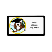 Cute Cartoon Graduation Owl With Cap & Diploma Address Labels