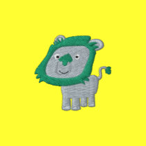 Cute Cartoon Green Lion embroidery embroidered shirts