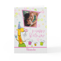 Cute Cartoon Happy Birthday-Custom Photo Greeting Card