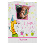 Cute Cartoon Happy Birthday-Custom Photo Greeting Card