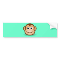 Cute Cartoon Happy Monkey Face Bumper Sticker