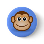 Cute Cartoon Happy Monkey Face Pinback Buttons