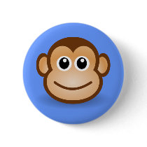 Cute Cartoon Happy Monkey Face Pinback Buttons