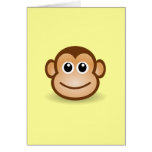 Cute Cartoon Happy Monkey Face Greeting Cards