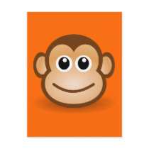 Cute Cartoon Happy Monkey Face Postcards