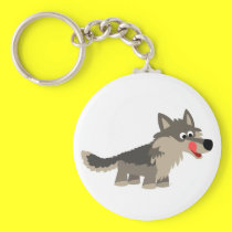 Cute Cartoon Hungry Wolf  Keychain