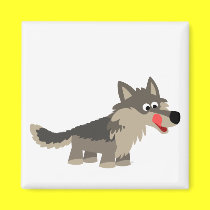 Cute Cartoon Hungry Wolf  Magnet