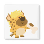 Cute Cartoon  Hyena Crushing a Bone Magnet