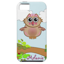 Cute Cartoon iPhone 5 case with Baby Owl & Name