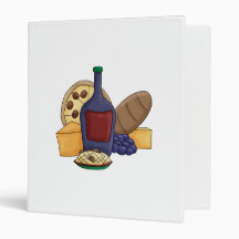 Cute Cartoon Italian Food Pasta Bread Wine Cheese Binders