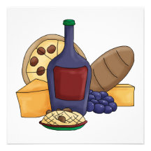 Cute Cartoon Italian Food Pasta Bread Wine Cheese Invites