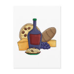 Cute Cartoon Italian Food Pasta Bread Wine Cheese Post Cards