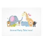 cute cartoon jungle safari animal zoo invite