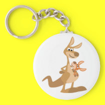 Cute Cartoon Kangaroo Mum and Joey Keychain