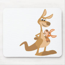 Cute Cartoon Kangaroo Mum and Joey Mousepad