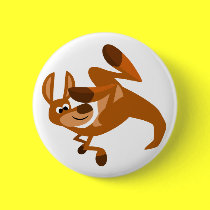 Cute Cartoon Kangaroo's Somersault Button Badge