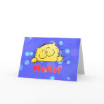 Cute Cartoon Kitty Hello Card