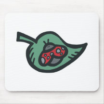 cute cartoon ladybug on leaf mouse pads