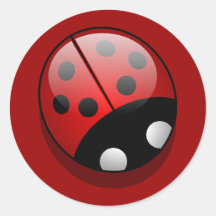 Cute Cartoon Ladybug Round Sticker