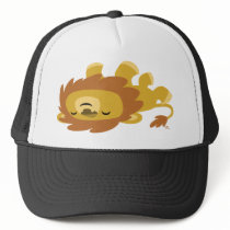 Cute Cartoon Lazy Lion Trucker Hat