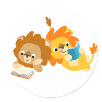 Cute Cartoon Lion Readers sticker