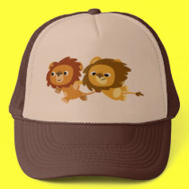 Cute Cartoon Lions in a Hurry Hat