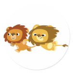 Cute Cartoon Lions in a Hurry Sticker