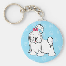 Cute Cartoon Maltese Keychain