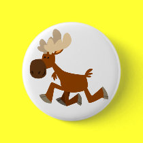 Cute Cartoon Merry Moose Button Badge