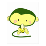 Cute Cartoon Monkey Eating A Banana Postcard